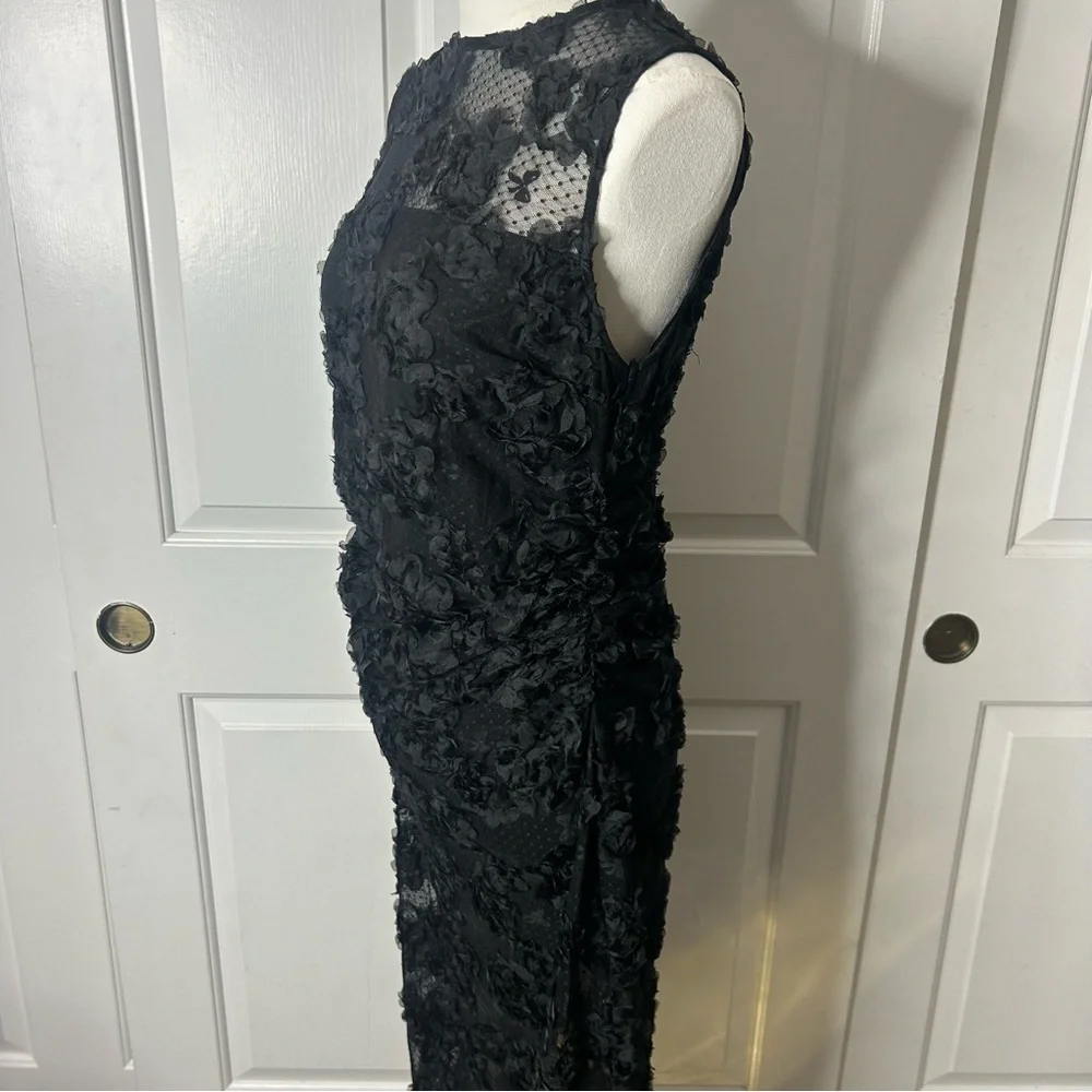 NWT (size 10) Lipsy Black 3d Floral Mesh Midaxi Bodycon Dress - Picture 6 of 10